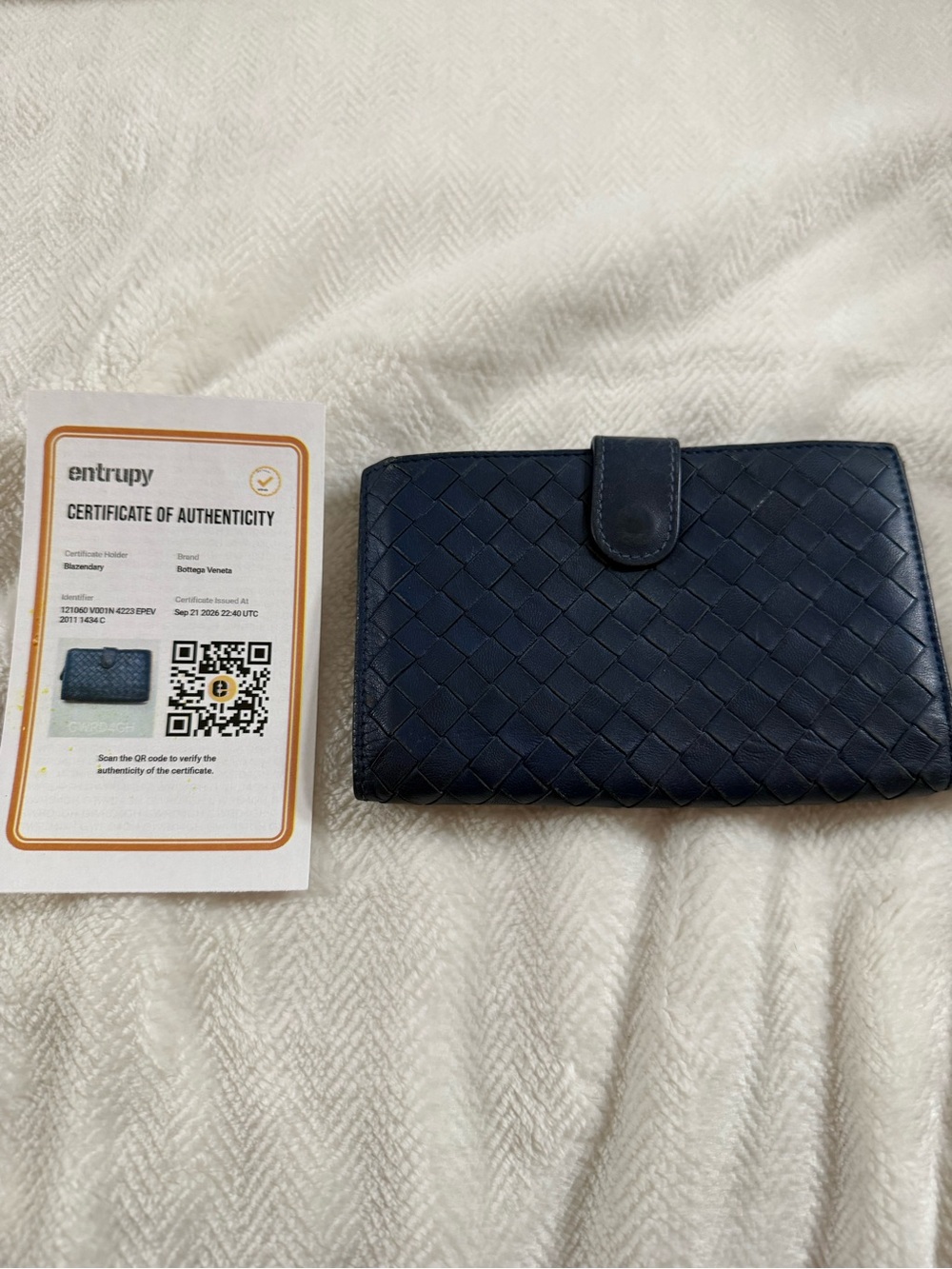 Bottega Veneta Navy Intrecciato Woven Leather Tablet Sleeve